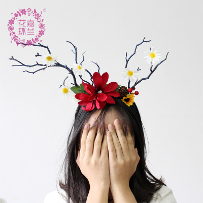 Jia orchid ring occimen female branches headband party antler headgear shop photo accessories wholesale
