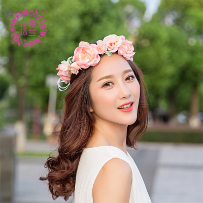Manufacturers direct sale of Korean sen female garland headdress bride headdress ornaments holiday children take photos of Korean flowers