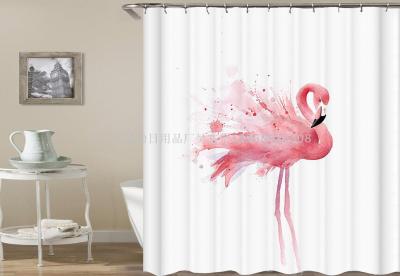Flamingo shower curtain doll fabric can also be customized bath mat, tapestry, tablecloth, meal mat