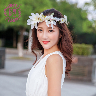 Korean version of the bride 's checking garland hair ornaments simulation flower headwear tourism photo photo photo head flowers accessories