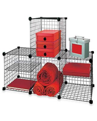 DIY 4 cube modular shelves and storage grid lines - blackmesh cage receive cage