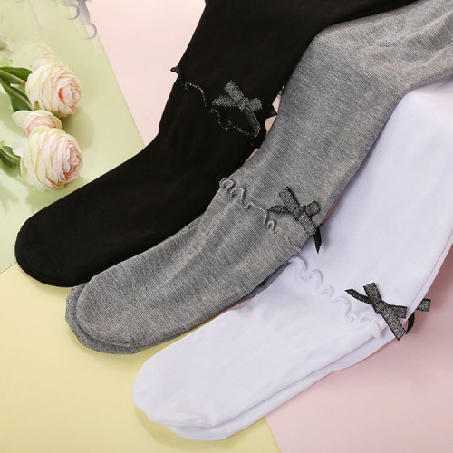 children‘s pantyhose spring and autumn thin leggings white summer stockings black gray bowknot leggings