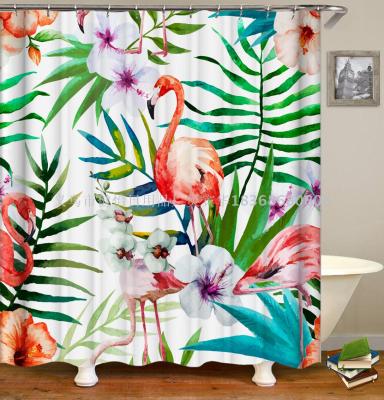 Flamingo shower curtain doll fabric can also be customized bath mat, tapestry, tablecloth, meal mat