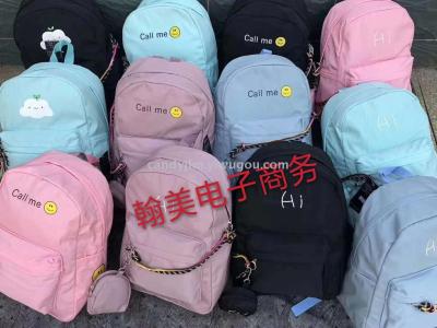 New compound fabric printing backpack casual student backpack with coin purse