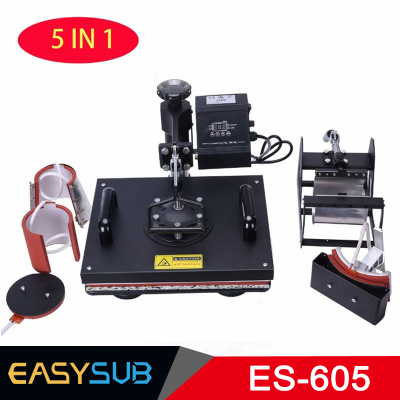  EASYSUB ES-605 5 In 1 Combo Heat Press Machine Sublimation Heat Press Heat Transfer Machine For Mug Cap T-shirt Phone cases