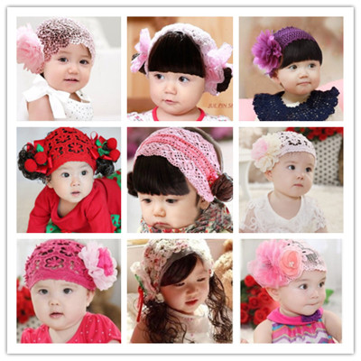 Korean version of children's hair with small curly wig baby bangs small bow headgear princess hair net head band wholesale