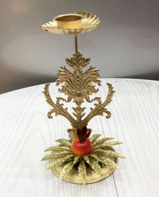 Christmas candle holder ornament gold flower candle holder