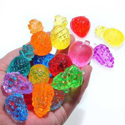 Children's Playground Colorful Beads Imitation Crystal Acrylic Beads 4 Mold-in-One Fruit Crane Machines Sugar Pusher DIY Scattered Beads