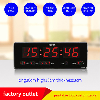 Factory Direct Sales Creative Style Led Digital Perpetual Calendar Desk Clock Office Living Room Simple Personalized Wall Hanging Decoration Clocks.