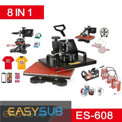 EASYSUB ES-608 8 In 1 Combo Sublimation Heat Transfer Machine For Mug,Cap, T-shirt, Phone cases