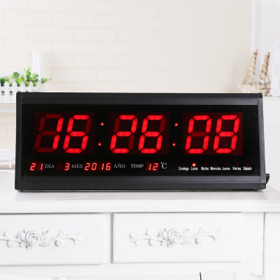 Factory Direct Sales LED Electronic Wall Clock Digital Perpetual Calendar Living Room Clock Creative Mute Led Digital Wall Clocks Wholesale