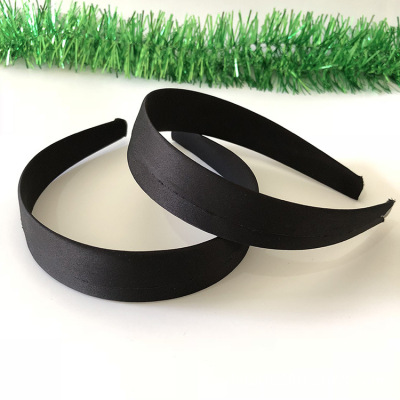 Factory Direct Sales 3cm Cloth Wrapper Extended Version Headband Korean Handmade Head Accessories DIY Satin Cloth Plastic Headband