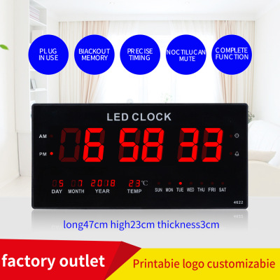 Large Digital LED Digital Perpetual Calendar Electronic Clock Wall Clock Living Room Large Screen Calendar Clock Large Font Creative Clock