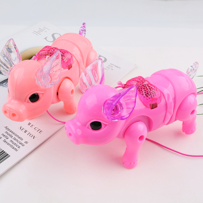 Joy love electric light music lead rope piggy floor stall night market exhibition run rivers and lakes toy wholesale