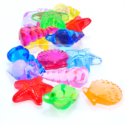 Acrylic Diamond Gem Children String Beads Imitation Crystal Beads Conch Four-Piece Cartoon Playground Crane Machines Transparent Colorful Beads