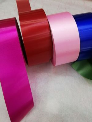 Glossy PP plain color ribbon with a printed ribbon wrap gift ribbon