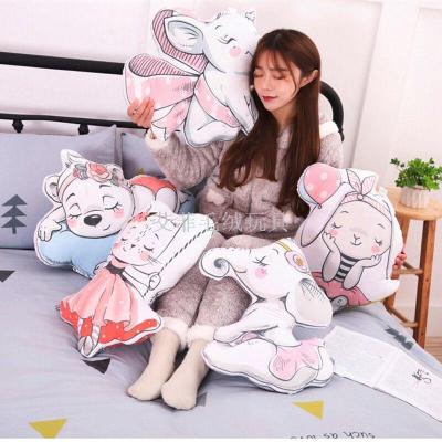 Ins Nordic style animal pillow stuffed pig rabbit nap pillow children's bedroom comfort cushion