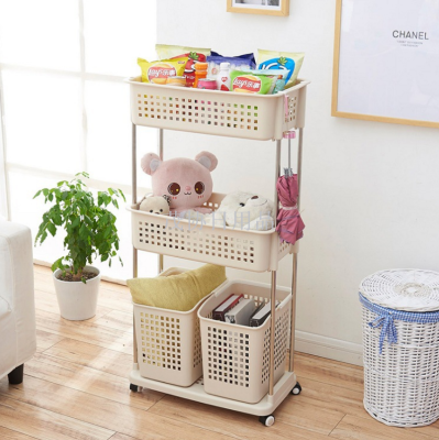 New bathroom portable storage basket pulley removable storage basket multi-layer plastic laundry basket