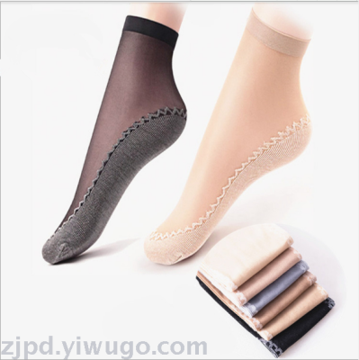 Spring and summer cotton bottom short silk stockings lady velvet anti hook silk massage anti slip short silk stockings