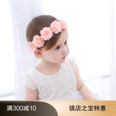 Korean version of the hot shot the children 's dovetail with five chiffon flower dovetail with female baby hair ornaments baby photo manufacturers wholesale