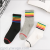 New socks women's cotton fashion ladies college wind rainbow stripe tube socks wholesale