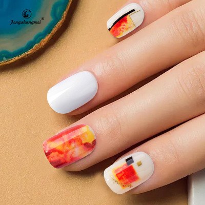Autumn maple leaf nail paste products soft paste fake nail pieces 30 pieces nail tools comfortable wear nails