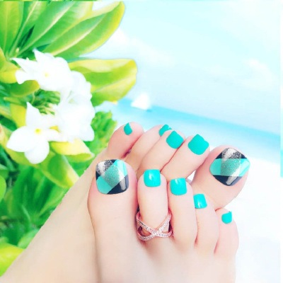 Ks08 Holiday Toe Nail Piece Finished Nail Beauty 24 Pieces Comfortable Suit Toe Nail Patch Wear Manicure