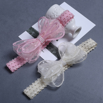 Korean version of hot style children hair with bow yarn flower headdress baby hair with female baby headdress wholesale