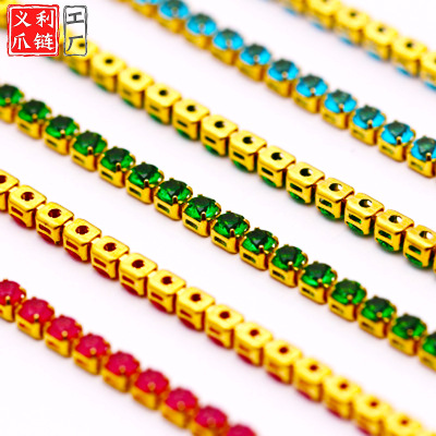 Yili Factory Direct Sales High-End Jewelry Accessories New AAA Diamond Claw Chain DIY Three-Hole Claw Chain Clothes Accessories