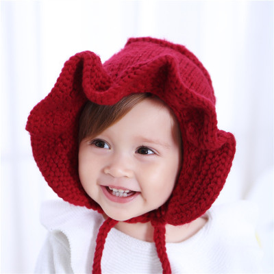 Korean version of boy and girl baby hats warm hats wool hats baby autumn and winter lace children's hats wholesale