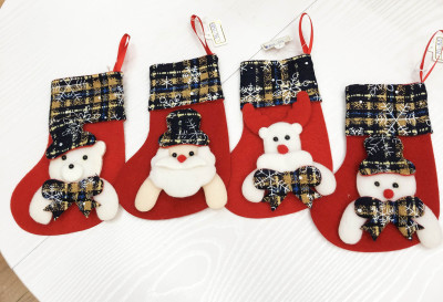Christmas stockings dark blue striped snowflake Christmas stockings Christmas tree ornaments