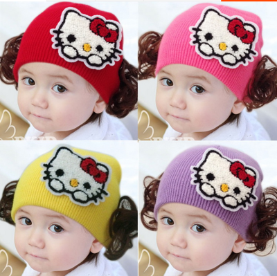 Winter and Winter baby hats KIT cat wigs baby warm hats girl headgear manufacturers direct sales