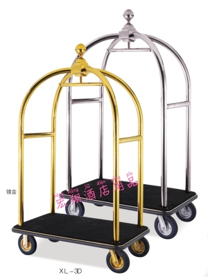 Thickened large jinding lobby luggage cart hotel hotel service cart titanium gold package box delivery