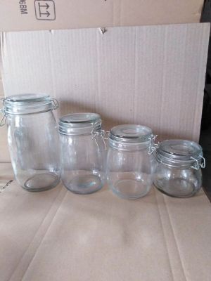 Round stainless steel buckle, glass jar storage tank series
