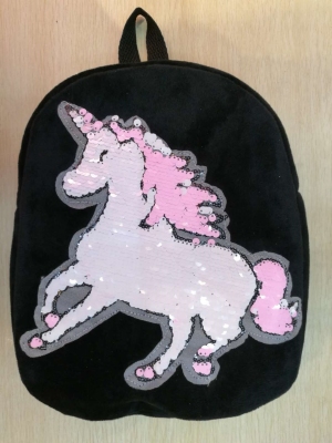 Children's Backpack; Children's Sequined Backpack; Plush Backpack; Plush School Bag; Unicorn Sequin Backpack