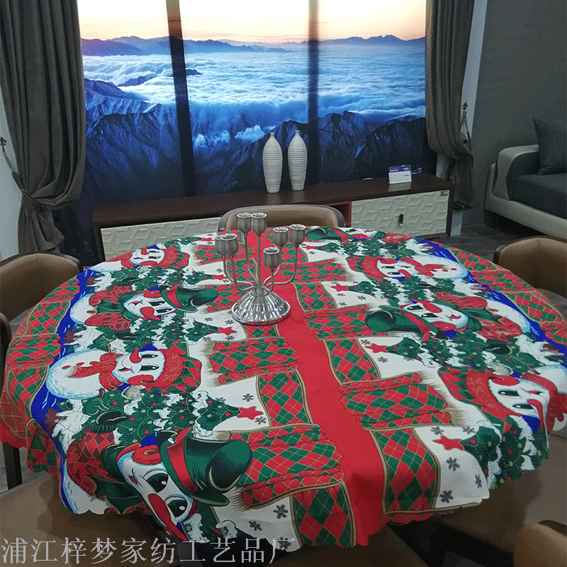 The new 2019 polyester Christmas tablecloth 1.5 and 1.8 round table tablecloths