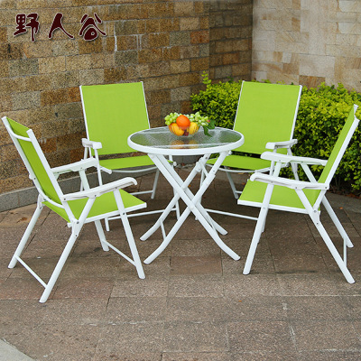 Savage valley outdoor table and chair five-piece folding table and chair combination three-piece outdoor iron tesling table and chair