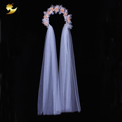 Foreign trade original single and double color children's veil Europe and America white wedding bride flower child wedding dress garlands veil