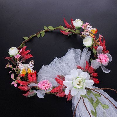 Bridal direct Korean bride wedding garlands veil seaside holiday photography bridesmaids butterfly beautiful crown veil