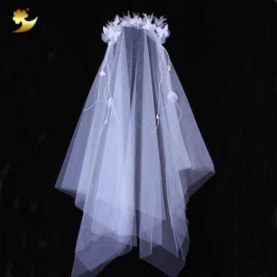 Direct white phalaenopsis headdress Korean bride handmade mesh yarn yarn butterfly wedding dress garlands veil spot