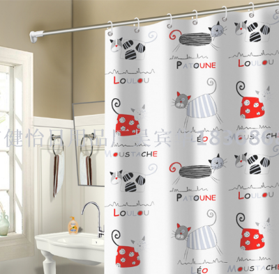 Diet? Bathroom waterproof small curtain set Bathroom perforation - free small curtain thickened hanging curtain insulation partition curtain