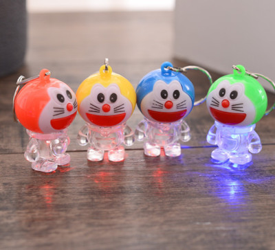 The LED flash cartoon cat key ring glowing key ring lamp to promote small gift gift doll toys