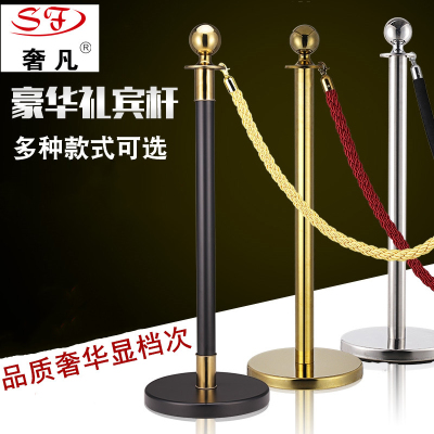 Key-2 Luxury hanging rope ball balustrade stand stainless steel queuing column hotel concierge bar fence round head guardrail