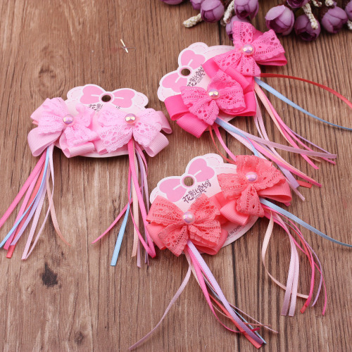  Yuan Store Ornament Children Baby Barrettes Streamer Tassel Clip Colorful Shape Princess Hair Updo Top Clip 