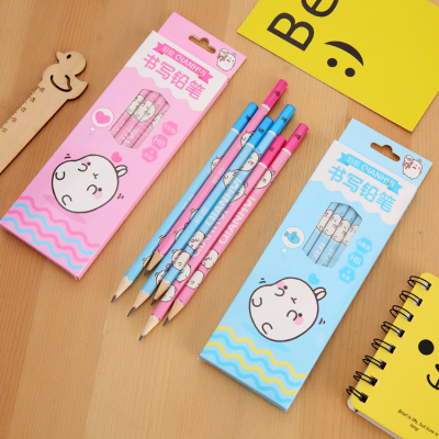 Korean Stationery Creative Cartoon Pencil Potato Rabbit HB Pencil 4 Boxed Student Writing and Painting Pencil