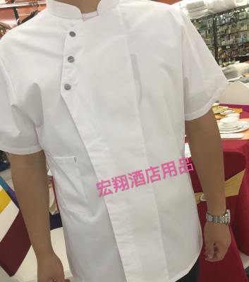 Short-sleeved chef suit waterproof, oil-proof, ballless, breathable restaurant hotel chef suit