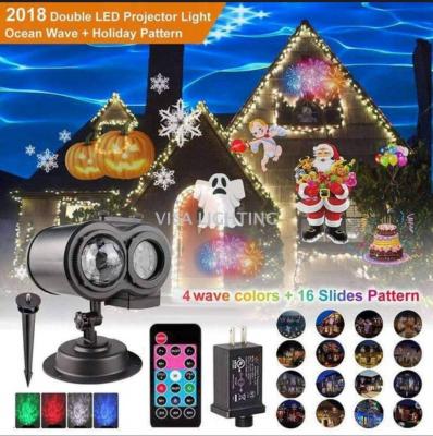 2019 new film projection lamp double tube type water pattern card lamp Christmas projection lamp lawn lamp
