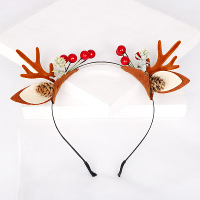 The New 2018 Korean children senmi express deer antler headband imitation flowers super express Christmas headband hair ornaments