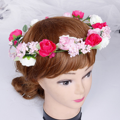 Heart rhyme factory direct sales garland bride headwear Bohemia summer pink headband Hawaii head jewelry