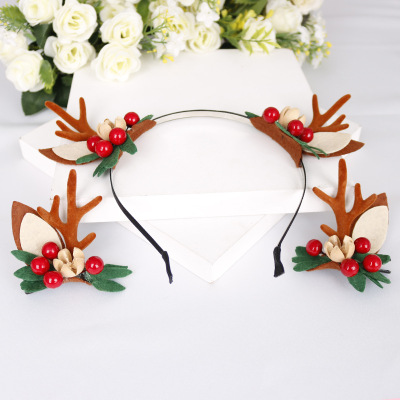 Korean mori female cherry berry antler headband photo prop elk ear headband Christmas headdress hair ornaments